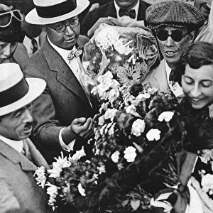 Amy Johnson with flowers