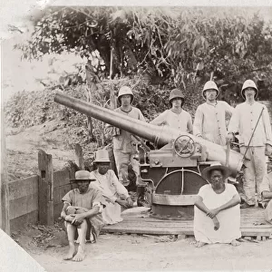 Artillery piece and soldiers, Toamasina, Madagascar