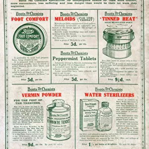 Boots advertisement WW1 - comforts for the trenches