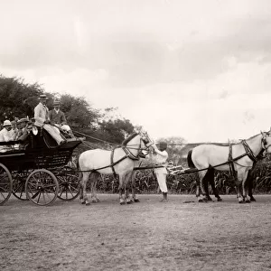 Carriage and four horses, servants, India, c. 1880 s