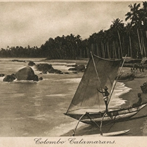 Catamarans on the beach, Colombo, Ceylon (Sri Lanka)
