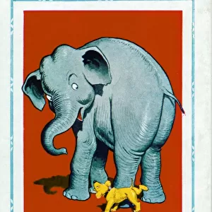 Comic postcard, Elephant and dog Date: 20th century