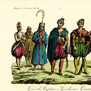 Costumes of Berber soldiers, Tunis, 1828