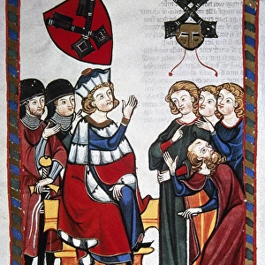 Der Burggraf von Regensburg presides over a trial. Codex Man