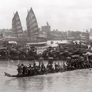 Dragon Boat, Canton (Guangzhou) China c. 1890 s