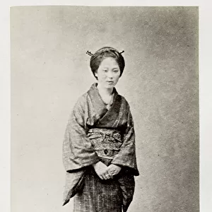 Early portrait, woman in kimono, Japan