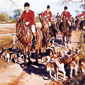 Fox hunting - riders and their dogs