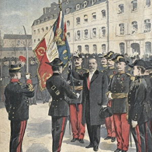 France. 3rd Republic (1901). Flag ceremony in