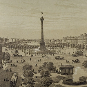 France. Paris. Place de la Bastille and the July Column, 187