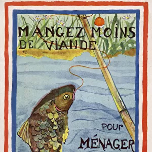 French poster, Eat Less Meat, WW1