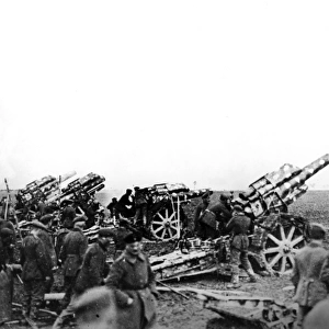 German 21cm long mortar howitzer guns, WW1