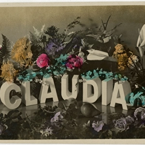 The Girls name Claudia surrounded by flowers and fruit