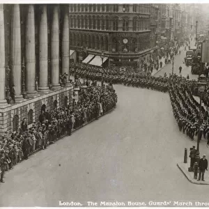 Guards march through the City of London - Mansion House