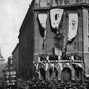 Hotel Astoria showing its loyalty, Petrograd, Russia