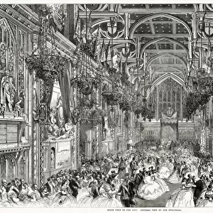 Interior of the Guildhall, City of London, during a state visit by Queen Victoria
