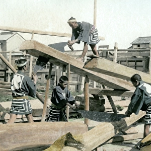 Japanese carpenters at work