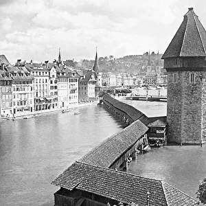 The Kappelle Brucke Lucerne Switzerland early 1900s