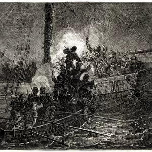 Lieutenant Edward Nicolls boarding a French privateer cutter, the Albion