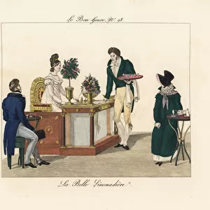 Madame Romain at the Cafe des Mille Colonnes, 1818