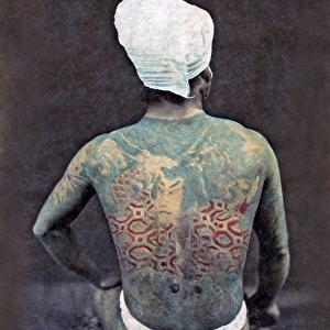 Man with tattooed back, Japan, circa 1880s