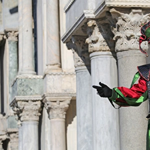 Man wearing Venice Carnival Jester Costume