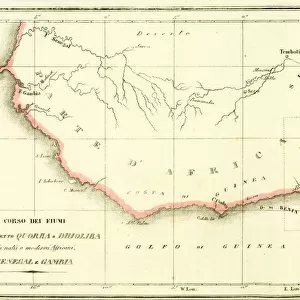 Map of the courses of the Niger River, Senegal