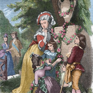 Marie Antoinette (1755-1793) with her children in Trianon. E