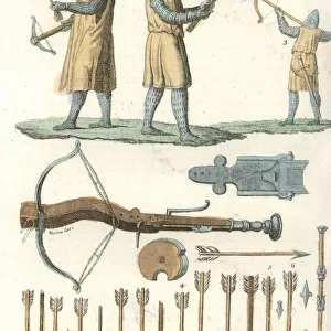 Medieval archers with crossbow and arrows