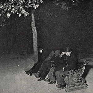 Men sleeping on the Embankment, Central London