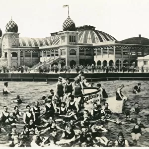 New Pavilion Saltair and bathers, Salt Lake City, USA