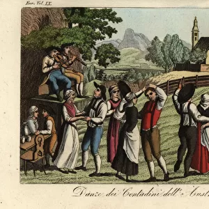 Peasants dancing in fields, Austria, 1822