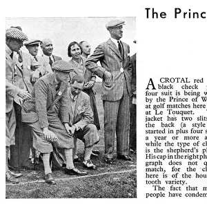 The Prince of Wales wears checks & pullover for golf, 1930