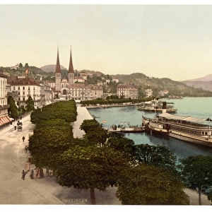 Promenade and cathedral, Lucerne, Switzerland