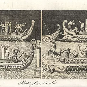 Sea battle between Roman and Carthaginian warships