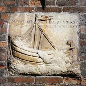 Ship plaque in Bruges, Belgium