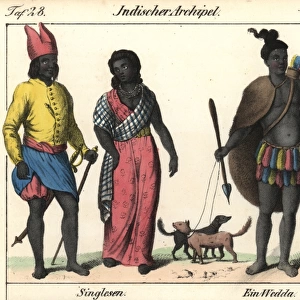 Sinhalese man, and indigenous Vedda man from Sri Lanka