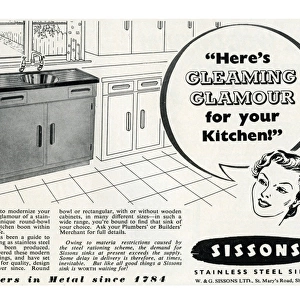 Sissons sinks advertisement, 1950s