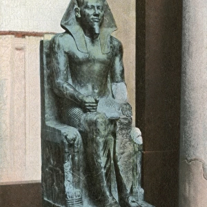 Statue of Pharao Khafra in the Egyptian Museum in Cairo
