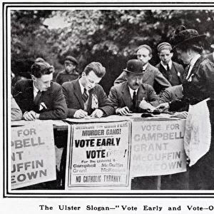 The Ulster Slogan - Vote Early and Vote Often - woman voting