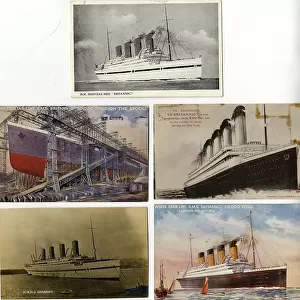White Star Line - RMS Britannic, five postcards