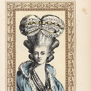 Woman in hairstyle topped by a bonnet called