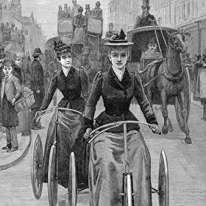 Women Cyclists in a City, 1892