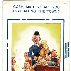 WW2 era - Comic Postcard - Are you evacuating the town