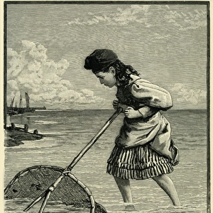 Young girl shrimping