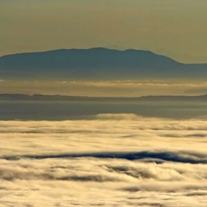 Early Morning Coastal Fog over Strait of Juan de Fuga from Olympic National Park, Washington State, USA LA001455