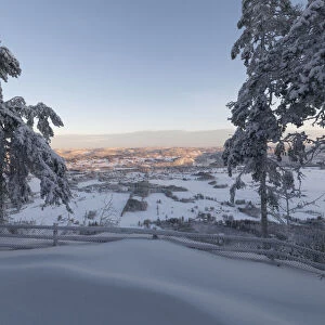 High winter view towards the village Hammarstrand in Sweden