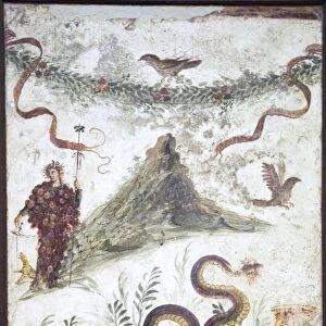 Bacchus and Vesuvius, Roman fresco