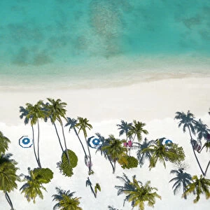 Aerial view of a beach in Maldives, Indian Ocean, Asia