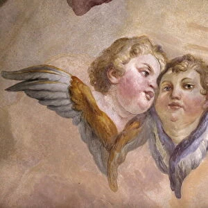 Angels in dome fresco by Johann Michael Rottmayr, Karlskirche (St
