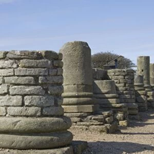 Column bases at the entrance to the granary, the Roman town at Corbridge